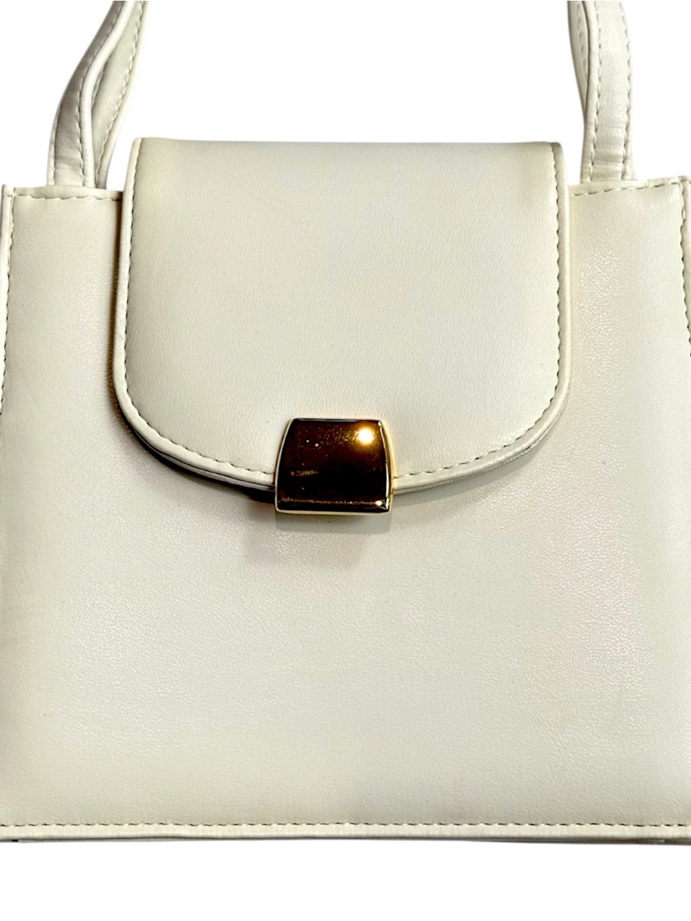 Amanda Smith Mini Crossbody Bag Cream Faux Leather Gold Clasp Small Purse